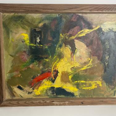 Mid Century Abstract Expressionist Oil on Board