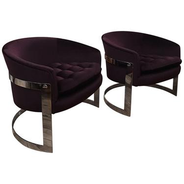 Baughman Chrome Barrel Lounge Chairs
