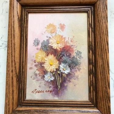 Vintage Signed Original by Robert Cox Oil Painting of Multi Color Floral Bouquet Certified Authenticity Artwork by LeChalet