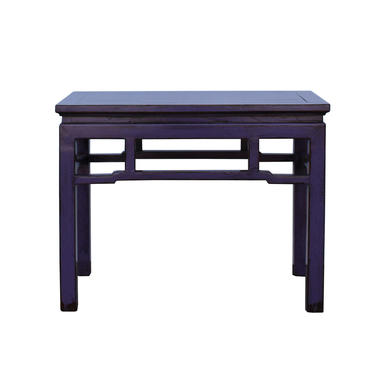 Oriental Zen Ming Style Wood Distressed Purple Lacquer Bench cs5338E 