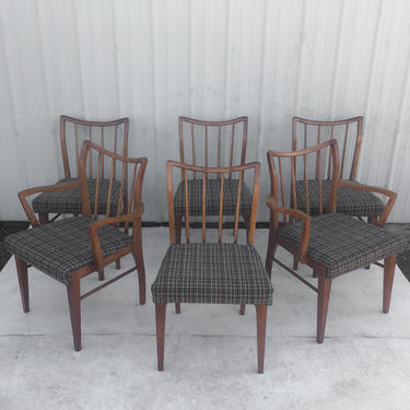 Mid-Century Modern Spoke Back Dining Chairs- Set of Six 