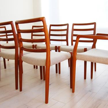 Set of 8 Danish Modern J L Moller Teak Dining Chairs Model 68 and 85 Niels Otto Moller Made in Denmark 