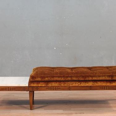 Mid Century Amber Bench with Built-In Marble Side Table – ONLINE ONLY