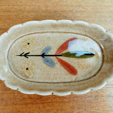 Vintage California Cleminson Pottery Butter Dish | Distlefink | Small Plate Trinket Dish | Pennsylvania Dutch Folk Art 