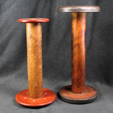 Pair of Large Vintage Wooden Weaving Spools Great for Rustic Decor - Vintage Industrial Spools | FREEE SHIPPING 