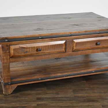 Rustic Solid wood 2 Drawer 48&amp;quot; Coffee Table 