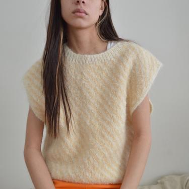 cream mohair sleeveless pullover sweater / sweatervest 