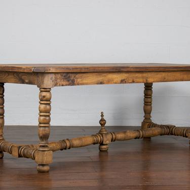 19th Century Country French Provincial Oak Trestle Dining Table 