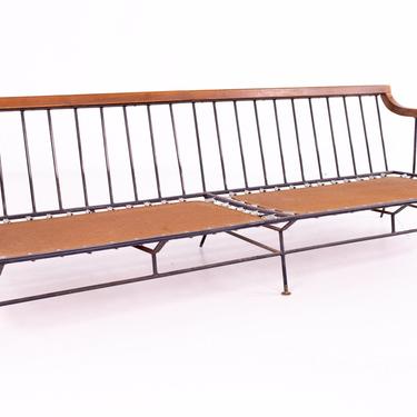 Richard McCarthy for Selright Mid Century Walnut and Wrought Iron Sofa - mcm 