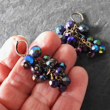 Blue Aurora Glass Earrings on New Wires 