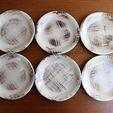 Metlox Vernonware Barkwood Bread &amp; Butter BB Plates | MCM Retro | 1953-58 | Made in USA 
