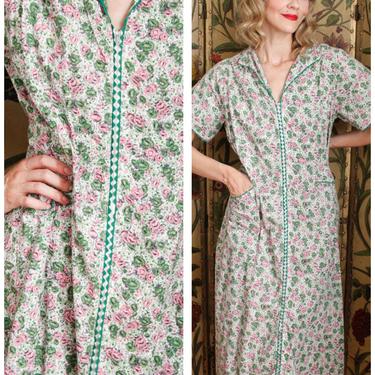1940s Dress // Cabbage Rose Day Dress // vintage 40s dress 