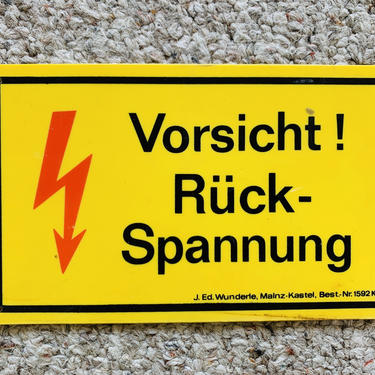 Vintage Danger Sign Advertising Original Sign German Electricity 