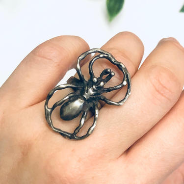Silver Spider Ring, Large Spider Ring, Vintage Silver Ring, Insect Jewelry, Spooky Spider Ring, Statement Ring 