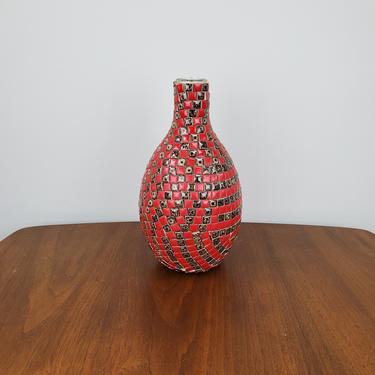 Red Mosaic Bottle Vase 