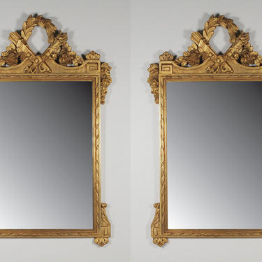 A Nice Pair Of Hand Carved Italian Gold Gilt Wood Mirrors