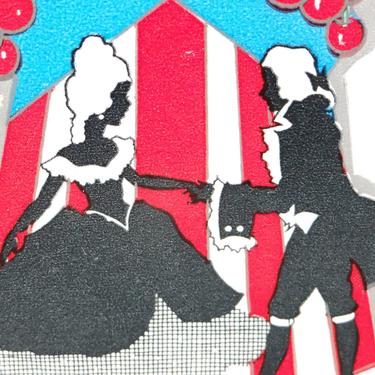 Vintage Patriotic Place Card, Antique Die Cut Made in USA, George Washington, Cherries, Red White and Blue 