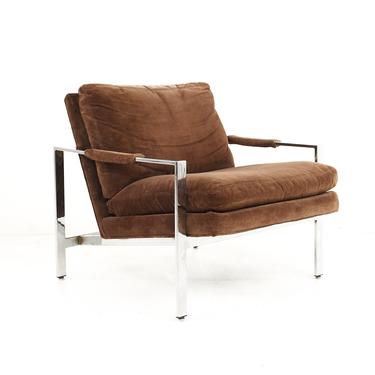Milo Baughman for Thayer Coggin Mid Century Flat Bar Chrome Lounge Chair - mcm 