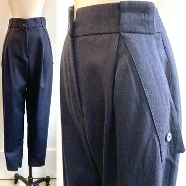 Vintage BYBLOS  Navy Wool Trousers / High Waist + Baggie Loose Fit / Made in Italy 