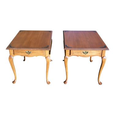 Vintage Pair L. Hitchcock Autumn Harvest Stenciled End Tables Nightstands