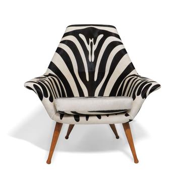 Torbjorn Afdal Danish Lounge Chair in Zebra Leather