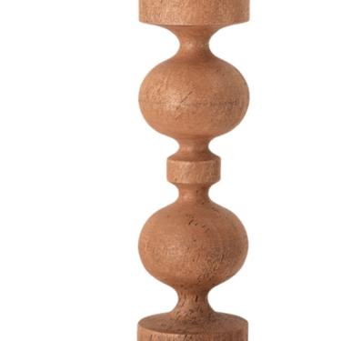 18”H Mango Wood Carved Candle Holder