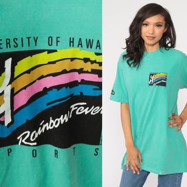 University Of Hawaii Shirt 90s Rainbow Fever Shirt University Hawaii Tshirt College Shirt Graphic T Shirt Retro Tee Vintage Medium Large 