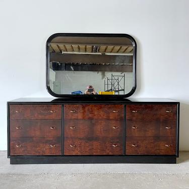 Vintage Modern Dresser and Mirror by Henredon 