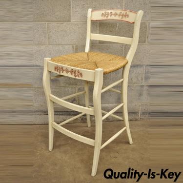 French County Style Bar Stool Rush Seat Ladder Back Barstool Chair Cream Red B