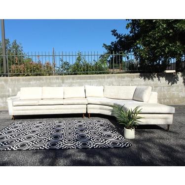Vintage 1960’s Two Piece Sectional Newly Upholstered in Cream Chenille