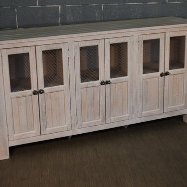 Rustic Farmhouse Style Solid Wood 6 Door Sideboard, Media Console 