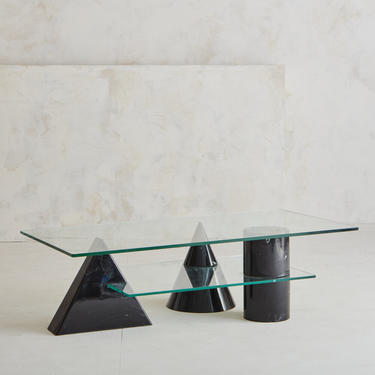 Black Marble Geometric Shapes Coffee Table, In the Style of Massimo Vignelli