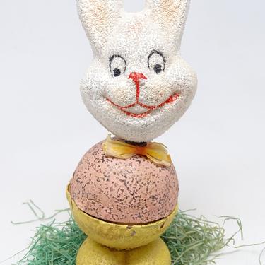 Vintage German Easter Bunny Candy Container, Antique Bobble Head Rabbit 