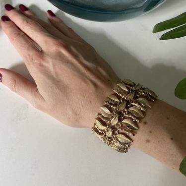 Articulated Designer LISNER Gold Metal Leaf Bracelet