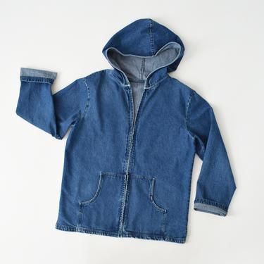 vintage hooded denim jacket, size L 