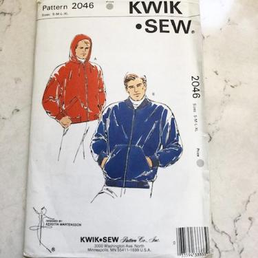 Vintage Adult Circa 1990 Kwik Sew 2046 Mens Zip Front Sweatshirt Jacket Pattern Hood Option Sewing Pattern Size S M Lg XL Chest 34 - 48 by LeChalet