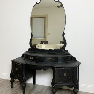 Available To Customize - Vintage Three Drawer Vanity with Mirror, Pick Your Color, Antique Dressing Table 