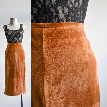 Vintage Brown Suede Midi Skirt 