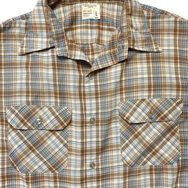 Vintage BIG MAC Perma-Prest Work Shirt ~ size L ~ JC Penney ~ Plaid Button-Up ~ Workwear 