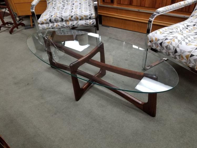 Mid-Century Modern walnut and glass coffee table by Adrian Pearsall