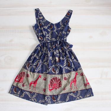 Vintage 60s Sundress, 1960s Novelty Print Wrap Dress, Summer Dress, Day Dress, Cotton Dress, Pin Up, Beach 