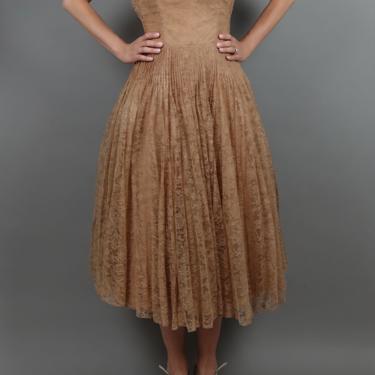 Vintage 1950 Caramel Lace Dress