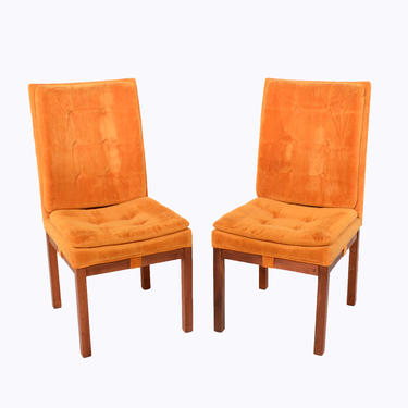 Walnut 4 dining Chairs Dillingham  Parsons Chair 1976 Mid Century Modern Brutalist 