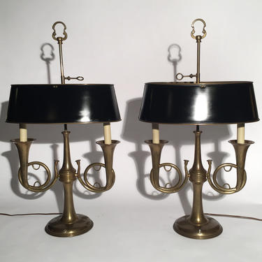 Pair Of "Chapman" Brass Tumpet Table Lamps