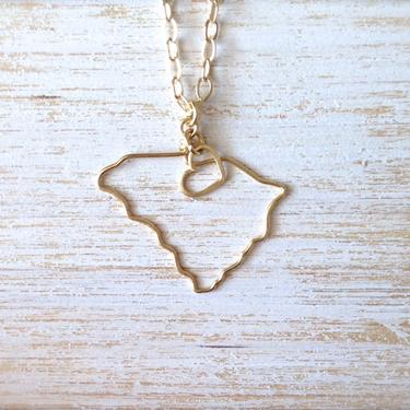 South Carolina Necklace - South Carolina State Necklace - State Jewelry - Personalized Necklace - SC State - Silver or Gold Necklace - Home 