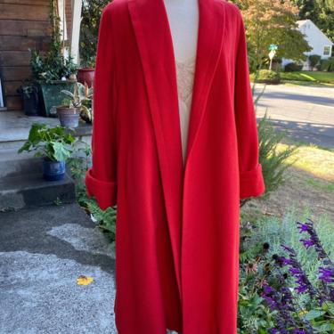 50’s charming swing coat~ luxurious 100% Cashmere~ H Liebes ~ pinup Lovely 1950’s tomato Red-orange dressy overcoat~ large rolled cuffs M/L 
