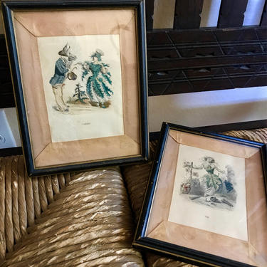 1900 Hand-Colored European Lithographs Cardo and Vin 