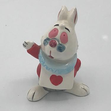 Vintage Disney White Rabbit Ceramic Figurine Japan Alice in Wonderland 