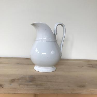 Pure white vintage French ironstone pitcher 