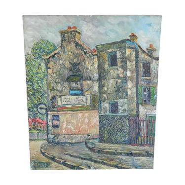 1960 Heavy Impasto French Oil Painting Mairie Du Vieux MontMartre by Tanda 